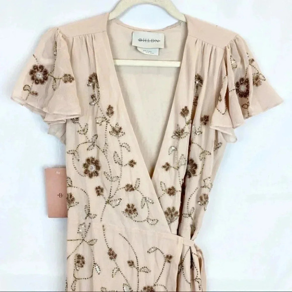 NWT Anthropologie BHLDN Plymouth Wrap Maxi Dress MOB Wedding Cocktail Cream Tan - Picture 5 of 11